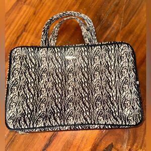 Bebe Black & White Animal Print Hanging Cosmetic Case Travel Makeup Bag nwot